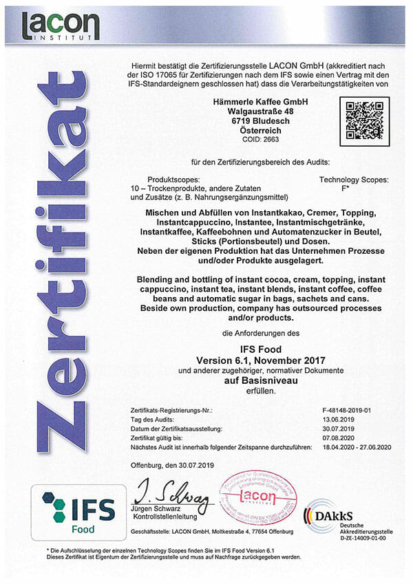 IFS certificate